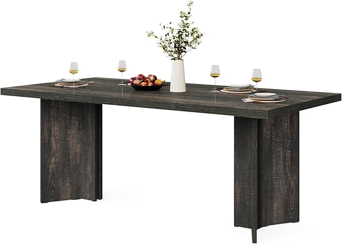 Tribesigns 63-inch Executive Desk, Vintage Office Computer Desk with Large Tabletop, Farmhouse Wood Writing Conference Table Workstation for Home Office, Study, Dark Gray