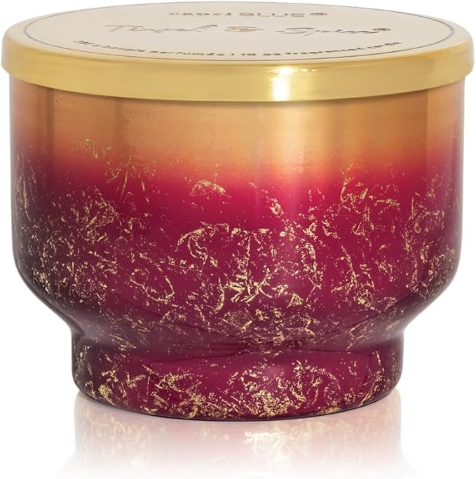Capri Blue Tinsel & Spice Scented Candles for Home - Glimmer Inverted Jar Candles - Soy Wax Candles - Holiday Candle with Mulberry & Gold Ombre Glass Holder (10 oz)