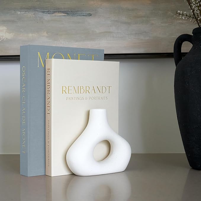 Beautiful Decorative Books - Set of 2 Linen Boxes Enhance Your Table, Bookshelf or Mantel Decor - Stylish Fake/Faux Books for Modern Home Decoration, Photo Storage and as a Keepsake Box