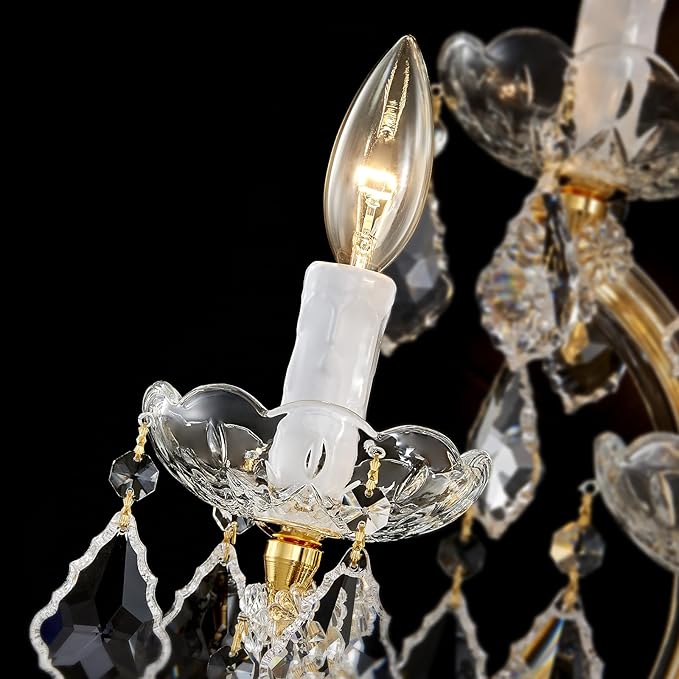 Modern Crystal Wall Sconce Lights- 6 Light Maria Theresa Crystal Wall Sconces Lighting Gold Wall Lamp Chandelier Light Fixtures for Living Room Wall Sconce Light Wall Mounted Lamp Indoor
