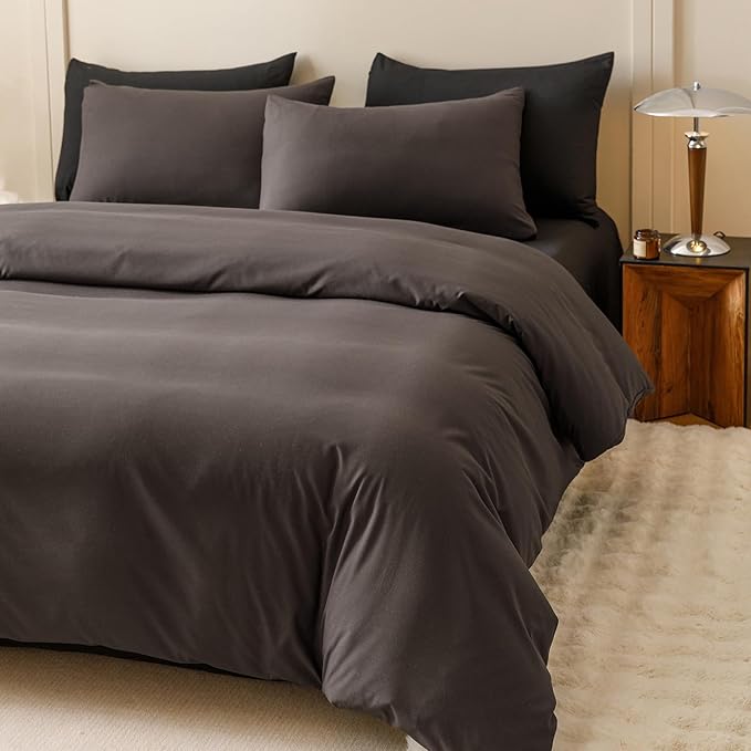 CLOTHKNOW Dark Brown Queen Comforter Set Dark Coffee Bedding Comforter Sets Brown Queen Comforter Men Women Comforter with 2 x Pillowcases