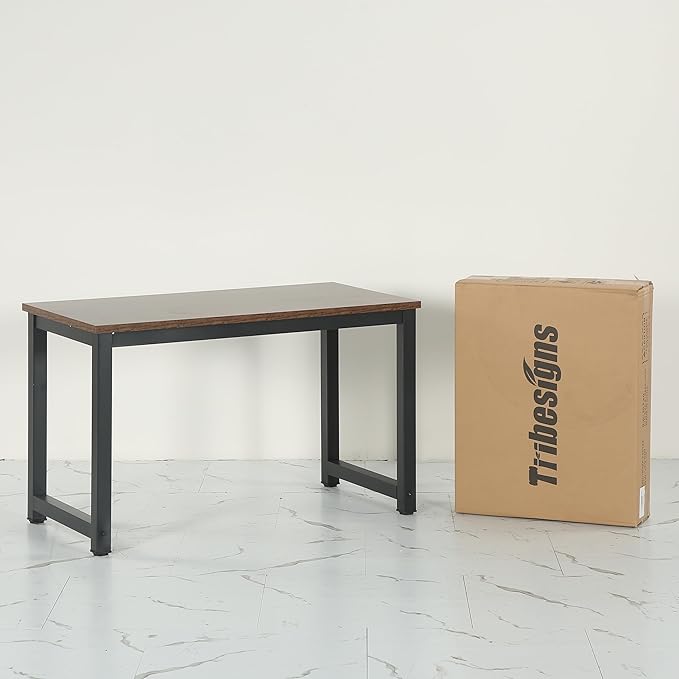 Tribesigns Modern Simple Computer Desk, 47 inch Vintage Office Desk Computer Table, Study Writing Study Desk Workstation for Home Office, Rustic Brown