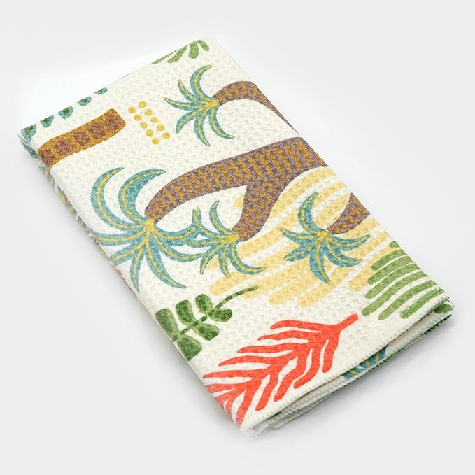 Eunzel Kitchen Tea Towel Quick Dry Microfiber Dish Towels with Hanging Loop 18x30, Tropical Oasis
