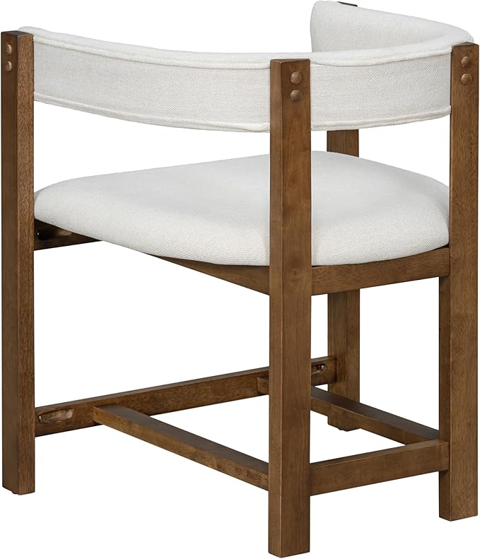 Christopher Knight Home Set of 2 Arley Modern Fabric Upholstered Dining Sturdy Wooden Kitchen Side Chair with Ergonomic Backrest and Footrest, Soft Padded Barrel, Beige+Walnut