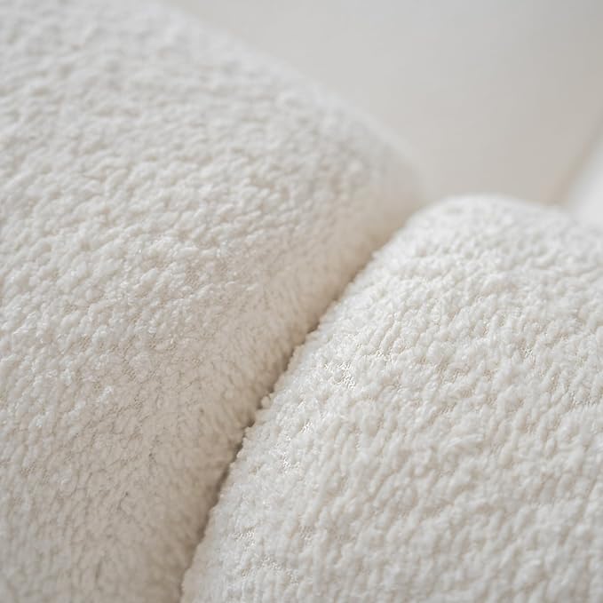 Acanva Modern Curved Sectional Living Room Couch, Minimalist Comfy Boucle Fabric Modular Sofa for Apartment, Home Office, 114" W Right Hand Facing, White