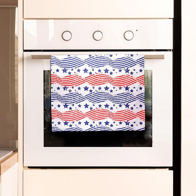 Eunzel Kitchen Tea Towel Quick Dry Microfiber Dish Towels with Hanging Loop 18x30 Flag