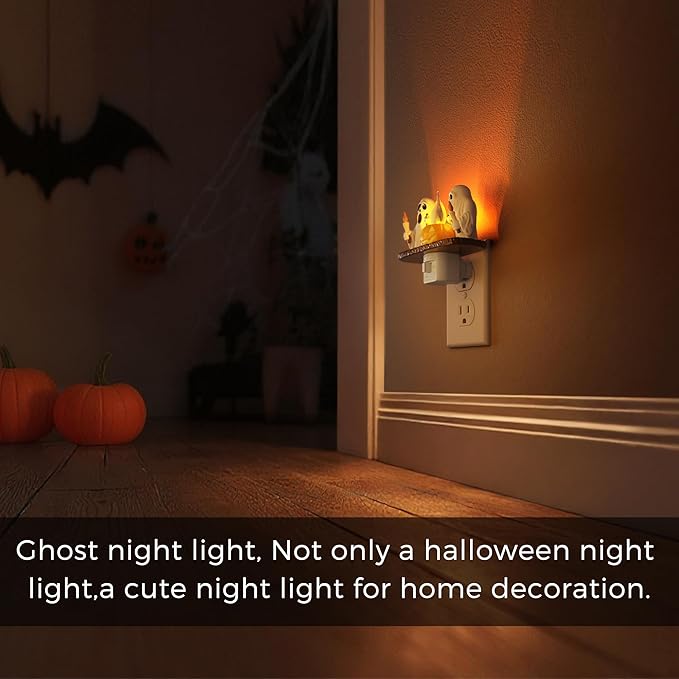 L LOHAS LED Halloween Night Light,Ghost Campfire Nightlight,Campfire Flickering Night Lights Plug into Wall,Halloween Decorations for Kids Adults