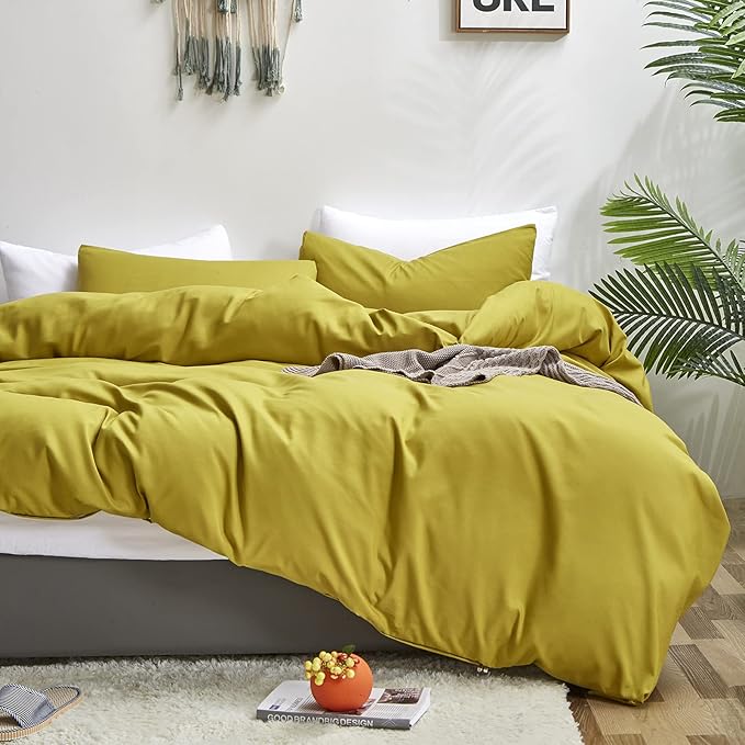 CLOTHKNOW Moss Green Comforter Sets Twin/Twin XL Chartreuse Bedding Comforter Set Green Comforter Soft Cozy Bed Bedding Yellow Bedding 3Pcs Comforter Sets