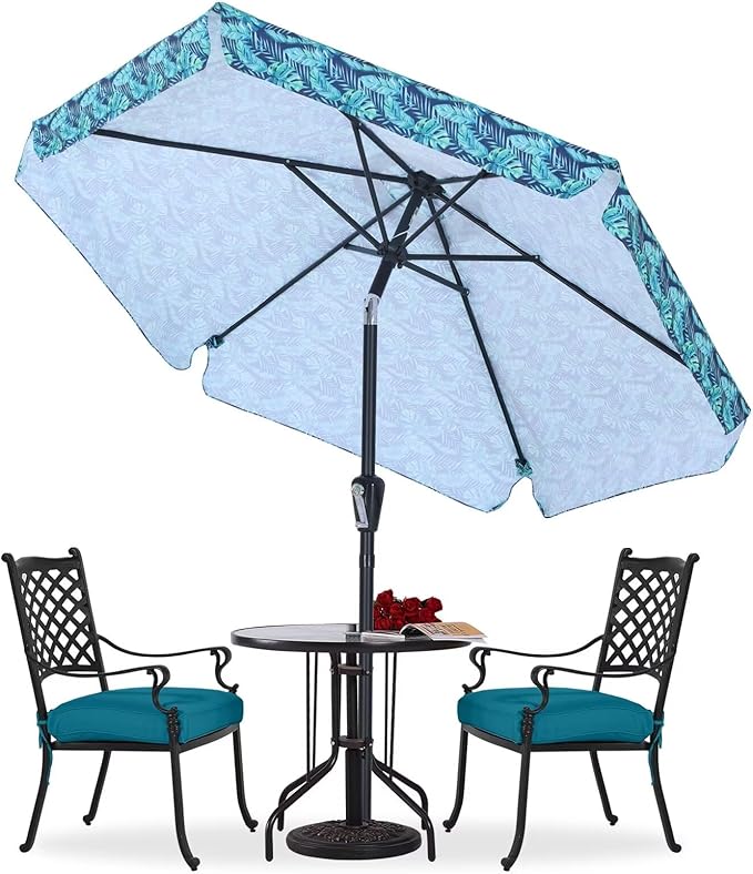 ABCCANOPY 9ft Scalloped Patio Umbrella, Outdoor Table Umbrella with Tilt and Crank, Fiberglass Ribs Deck Umbrella for Patio, Pool, Garden, Picnic (Tuscan)