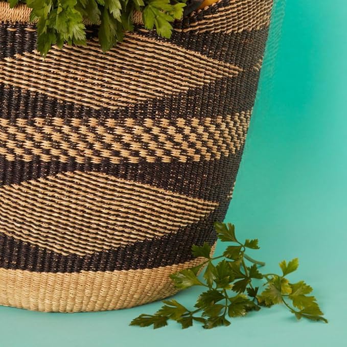 Kitchen & Dining Storage, Reusable Grocery Bag, Countertop Fruits Holder, Picnic Basket, Market Tote, Beach Basket, Harvesting, Foraging, Decorative Wicker Basket, Woven, Boho, Black Natural