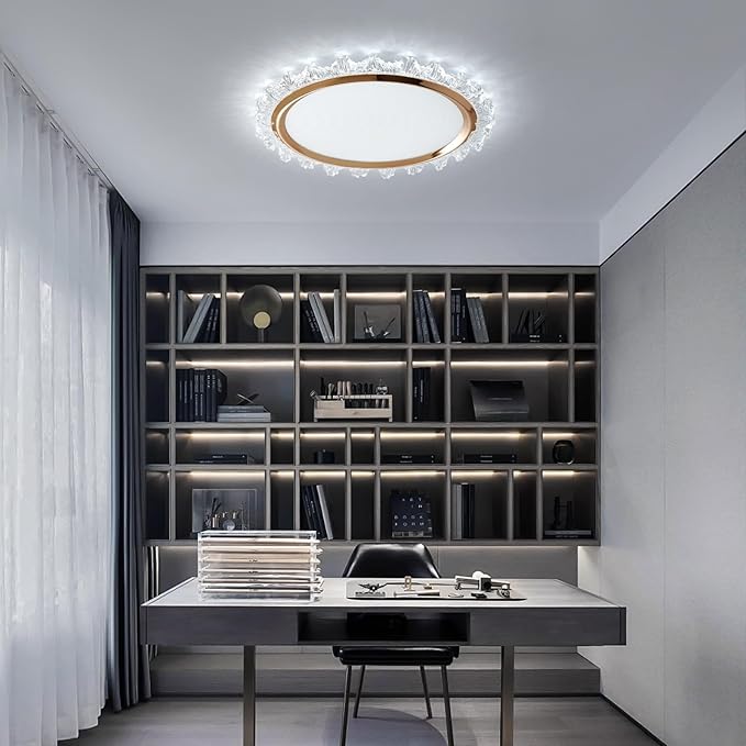 19inch Modern Dimmable LED Ceiling Light, Elegant Flowers Flush Mount Close to Ceiling Lamp, 3000K-6000K, 50W, Hallway Lighting Fixture for Bedroom, Kitchen, Bathroom, Laundry Room, Office