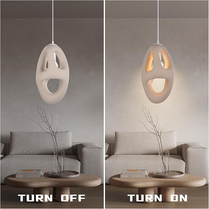 1 Light EPS Chandelier for Dining, Nordic Bedroom Cement Pendant Fixture, Concrete Ceiling Hanging Modern Wabi Sabi 11.81''W Lamp Over Kitchen Bar