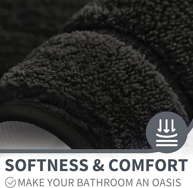 GRANNY SAYS Bathroom Rug Mat, Bath Mats for Bathroom Non-Slip, Super Soft and Water Absorbent, Extra Large Bath Rugs, Microfiber Bath Rugs for Floor, Tub and Shower, 59" x 24", Black
