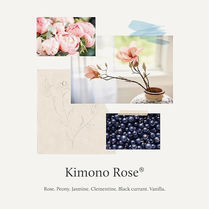 Thymes Aromatic Jar Candle - Kimono Rose Scented Candle for a Floral Home Fragrance - Matte White Candles (7.5 oz)