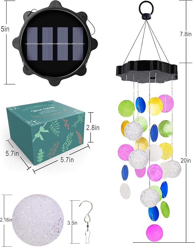 Solar Shell Gift for Mom Grandma Girls, Paster Solar Wind Chimes Waterproof for Outside, Outdoor Decorative Mobile Lights for Garden, Yard, Patio, Window, Party, Outdoor DecorationsďźPastel Colorďź