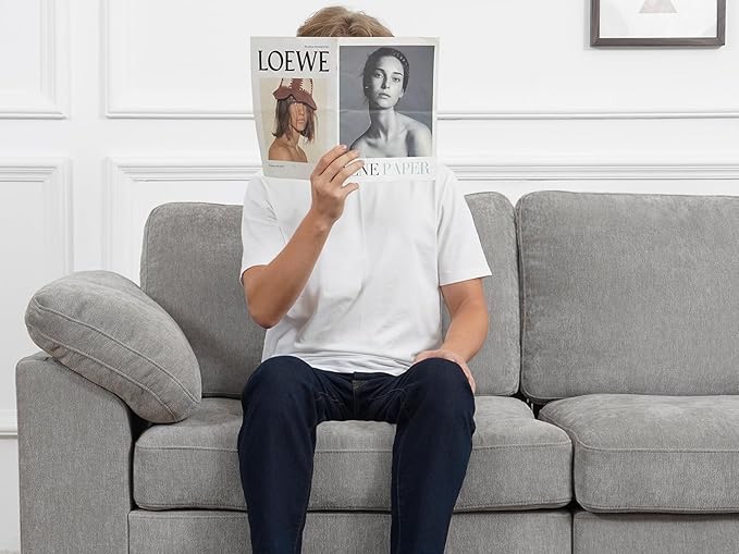 EASE MOOSE Sectional Modular Sofa, Comfty 3 Seat Cloud Couch, FSC Certified Modern Deep Seat Sectional for Living Room,Grey