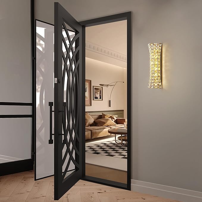 Crystal Wall Sconces,Modern Wall Light Fixtures,Luxury Indoor Gold Wall Lamp for Living Room Bedroom Bathroom Hallway Doorway Stairway,Bedside,Tricolor Vanity Lighting Fixture