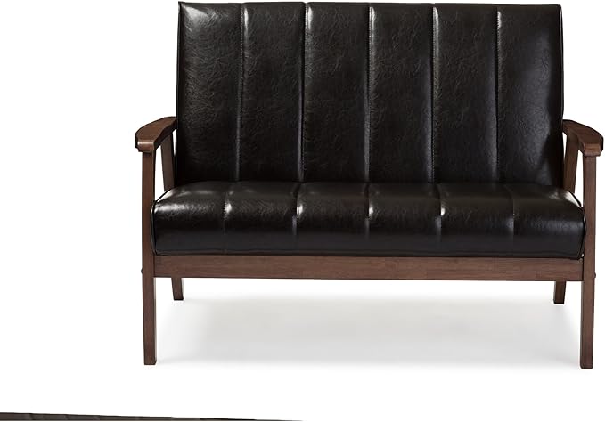 Baxton Studio Nikko 2 Seater Sofa, Dark Brown