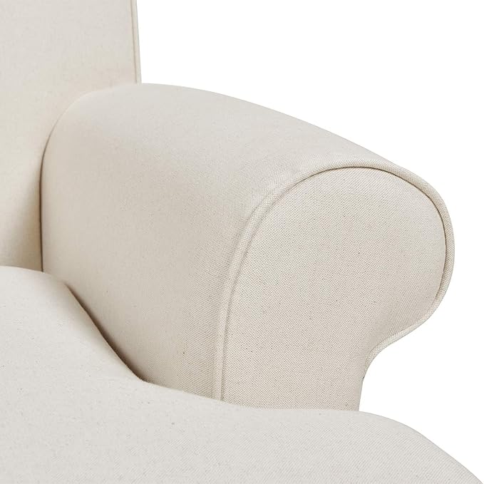 Jennifer Taylor Home Alana Lawson Recessed Arm Sofa Metal Casters, Light Beige Linen