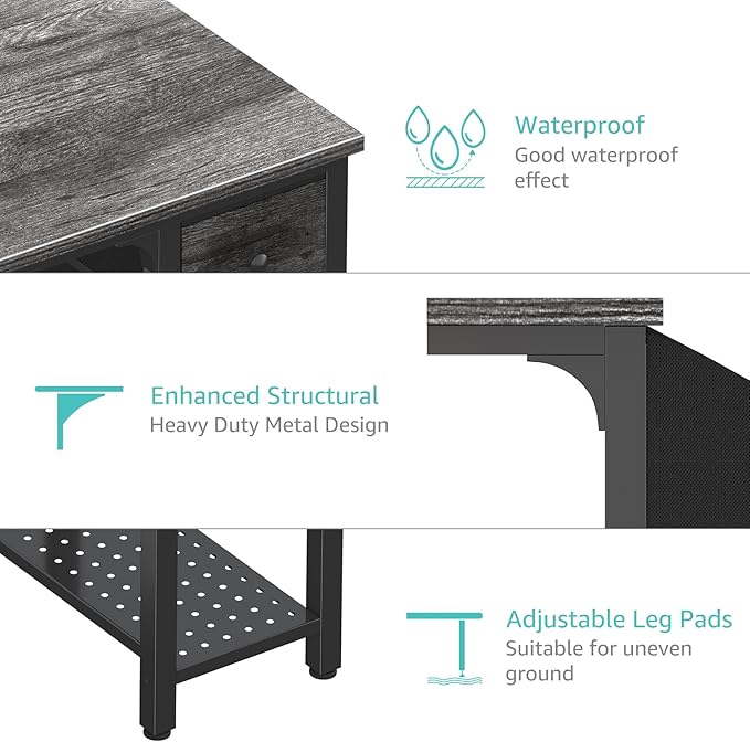 Lufeiya Computer Desk with Fabric Drawers, 40 Inch Gaming Desk for Small Space Home Office, Modern Simple Study Writing Table PC Desks for Bedroom, Gray