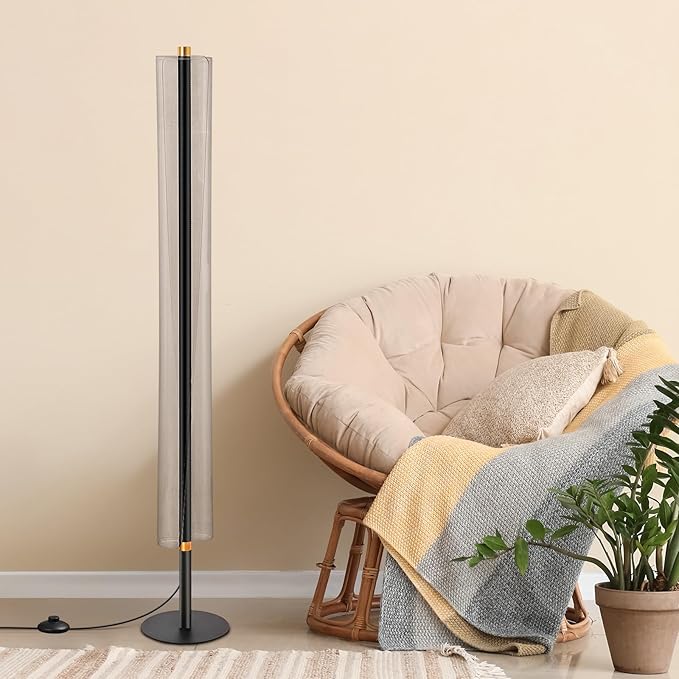 NUÜR Modern Floor Lamp, Dimmable Standing Lamp with Remote Control, Stepless Adjustable Colours & Brightness, Industrial Lighting for Living Room, Bedroom, Office (Floor Lamp for Bedroom)