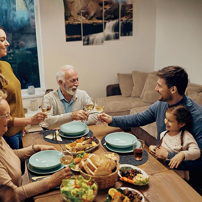 Placemats Set of 8 Non-Slip, Heat Resistant Oval Leather Place mats Double Layer, Waterproof Table Mats Easy to Clean for Kitchen Dining Room Coffee Office Table, Charcoal