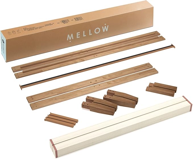 Mellow Naturalista Classic 16 Inch Solid Wood Platform Bed with Wooden Slats, Natural Pine, Queen