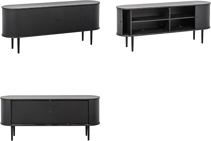 WERMO 71’’ Black Sideboard Cabinet with Doors and Shelves - Black Cabinet for Living Room, Bedroom, Entryway and Office Credenza. Kitchen Buffet, Modern Media Console Table with Storage (Black Oak)