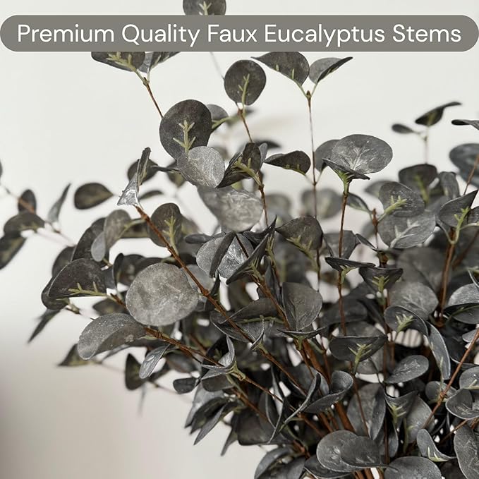 RyddeligHome 6 Branches Artificial Tree Long Eucalpytus Stems for Tall Vase, Eucalyptus Centerpieces for Tables, 23" Dusty Green Faux Stems for Vase, Realistic Greenery Branches Fillers for Home Décor
