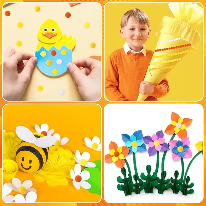 SEPGLITTER 1000 Pieces Yellow Series Pom Poms Balls 5 Colors Yellow White Pom Poms for Crafts Making DIY Class Creative Activities Holiday Home Decorations Supplies