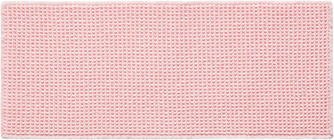 Light Peachy Pink Long Bathroom Rugs, Waffle Runner Rug Bathroom Non Slip Washable Quick Dry Cute Bath Mat Boho Farmhouse Bath Mat, 72"x24" Light Peachy Pink