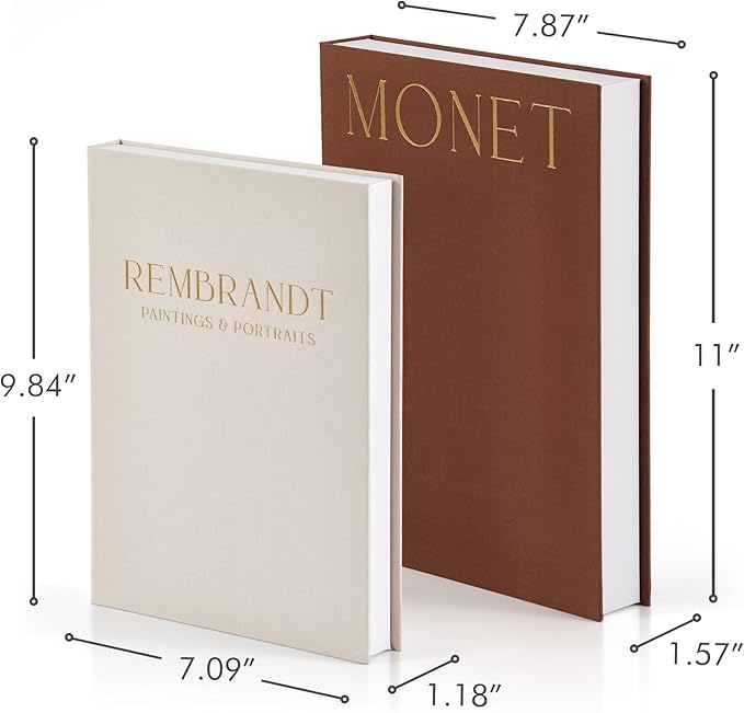 Beautiful Decorative Books - Set of 2 Linen Boxes Enhance Your Table, Bookshelf or Mantel Decor - Aesthetic Fake/Faux Books for Modern Home Decoration, Photo Storage and as a Keepsake Box