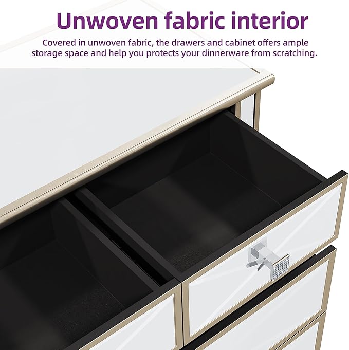DWVO Gold 5 Drawers Dressers for Bedroom, 35" Accent Chest with Drawers