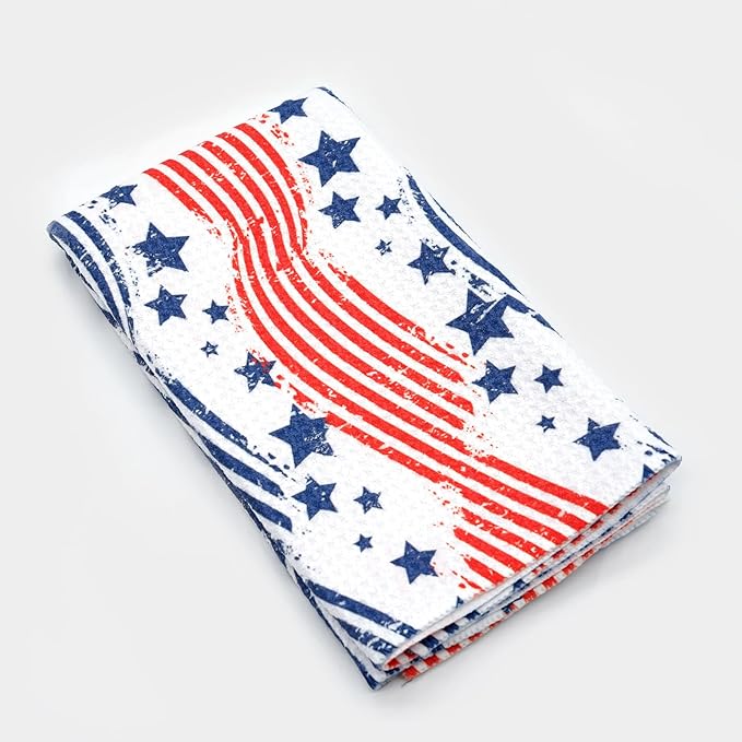 Eunzel Kitchen Tea Towel Quick Dry Microfiber Dish Towels with Hanging Loop 18x30 Flag
