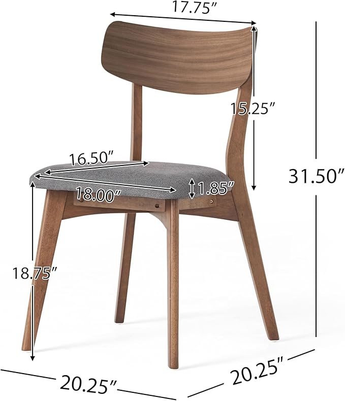Christopher Knight Home Upholstered Wood Dining Chair,Stylish Designed Dining Room Chair (Set of 2),Dark Gray