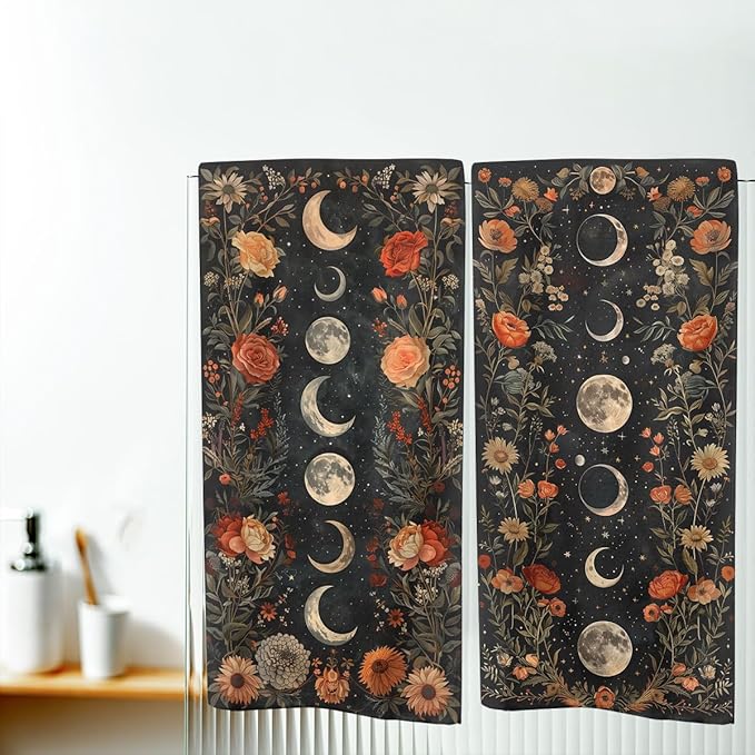 Moon Phases Boho Kitchen Dish Towels Decorative Tea Towels Absorbent Gothic Bohemian Towels 16x24, Housewarming Gift