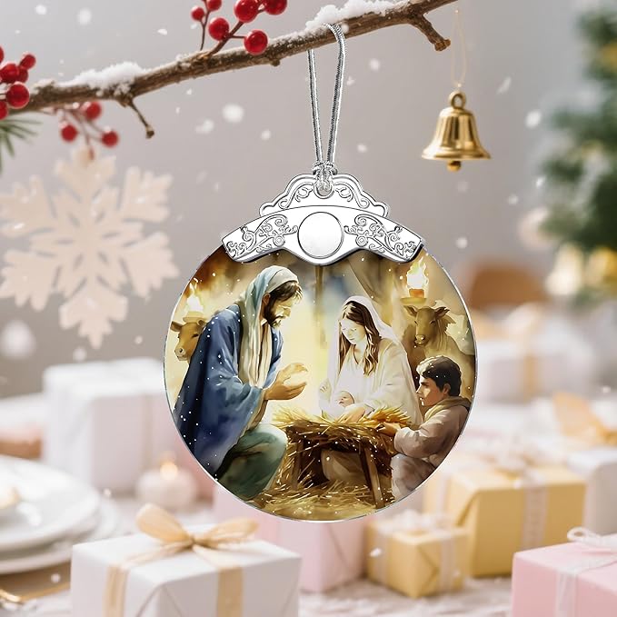 Nativity Scene Ornament, Christmas Tree Ornament, Religious Christmas Ornament, Holy Family, Baby Jesus, Christian Home Decor, Religious Gifts, Christian Gifts, Gift Exchange, Gift Idea