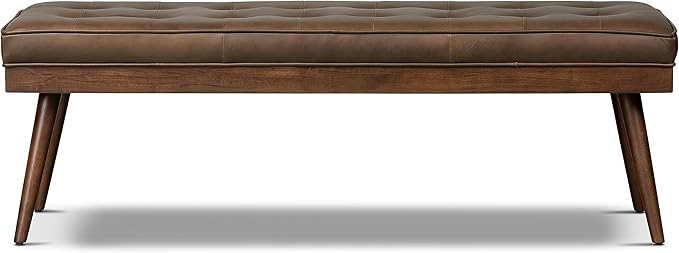 POLY & BARK Napa Luca Leather Bench Accent Chairs in Cocoa Brown