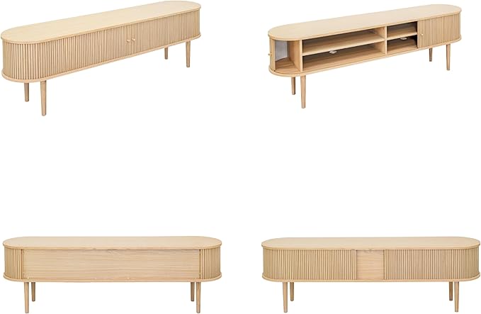 WERMO 71’’ TV Stand with Storage and Shelves for 65-75 inch TV. Wood Entertainment Center with Doors for Living Room and Bedroom, Mid Century Modern Console Table, Television Stand (Oak)