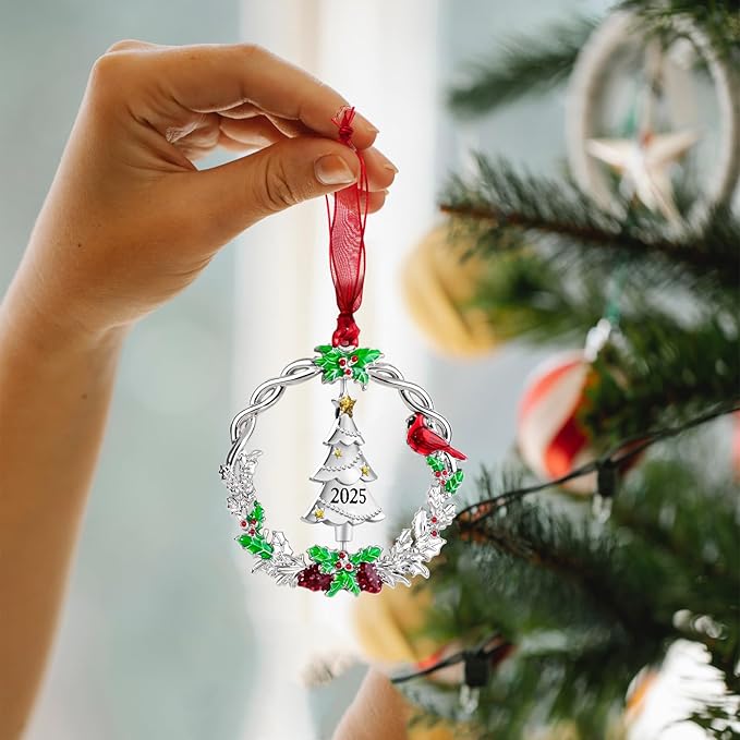 Christmas Tree Ornament Metal Silver Hanging Rotatable Design Charm Holiday Decorative Pendant Gift Keepsake (2025)