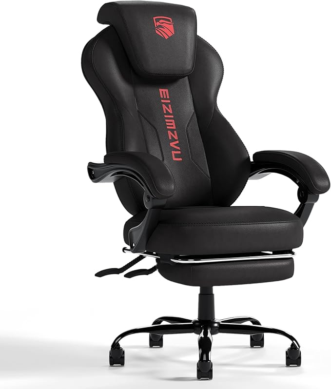 Ergonomic Office Chair with Adjustable Headrest and Footrest, High Back Desk Chair with Linkage Armrests, Reclining Swivel Chair for Home Office, Executive Office Chair (Red)