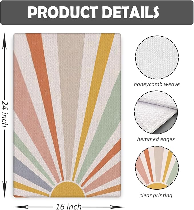 Boho Kitchen Dish Towels Set Decorative Absorbent Tea Towels Farmhouse Hand Towels Boho Style