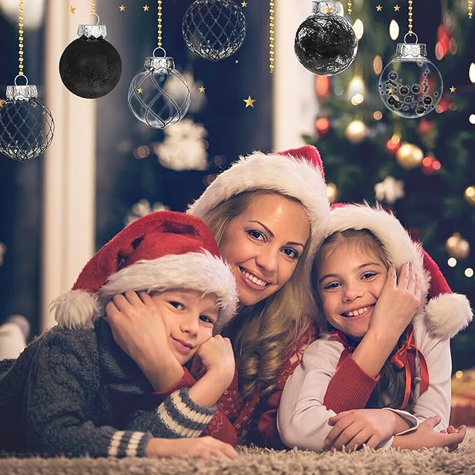 Clear Christmas Ball Ornaments, 30ct Shatterproof Xmas Ball Decorations 2.36" for Halloween Christmas Party