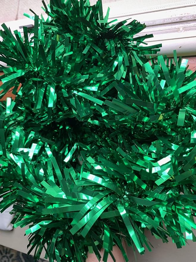 TCDesignerProducts Green Metallic Twist Garland - 4" x 25' roll, Parade Float Decorations for Trailer Or Golf Cart, Metallic Tinsel Garland, Christmas Garland Décor for Home and Party