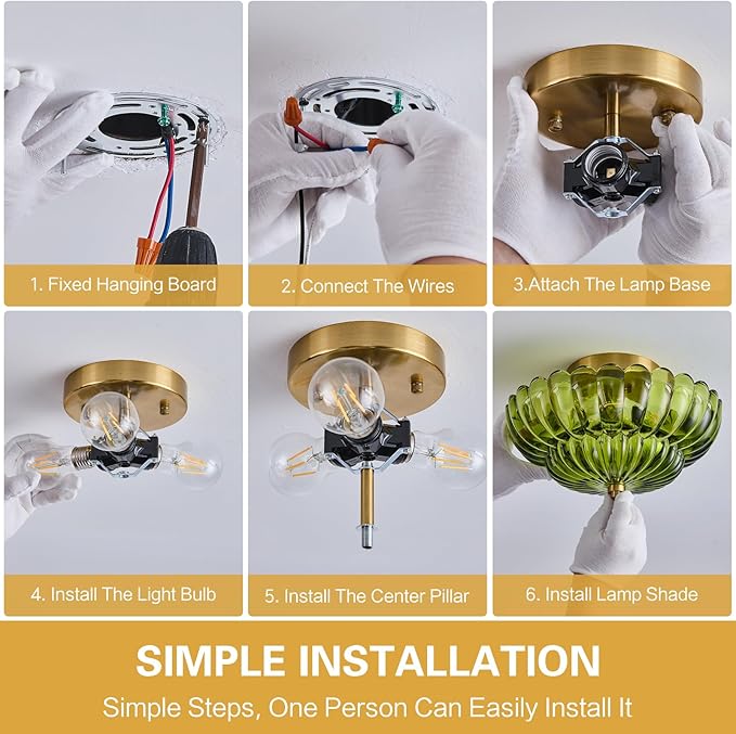 Modern Mid Century Black Semi Flush Mount Ceiling Light Fixture,3 Lights Green Glass Close To Ceiling Lighting Fixtures For Bedroom Hallway Kitchen Foyer Bathroom Closet Laundry Room 11.8 inch