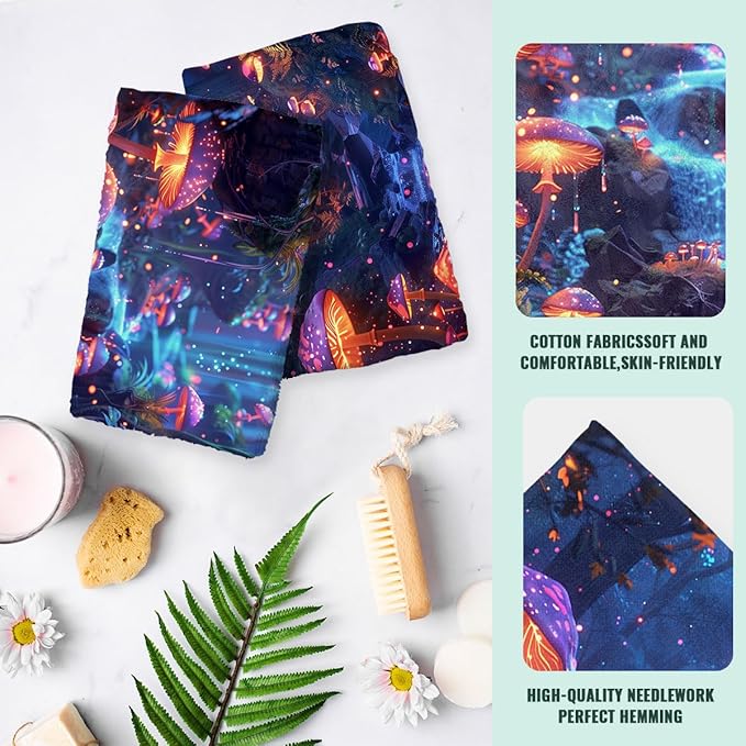 Mushroom Decorative Kitchen Dish Towels Absorbent Fantasy Tea Towels Gift 16x24, Enchanted Forest