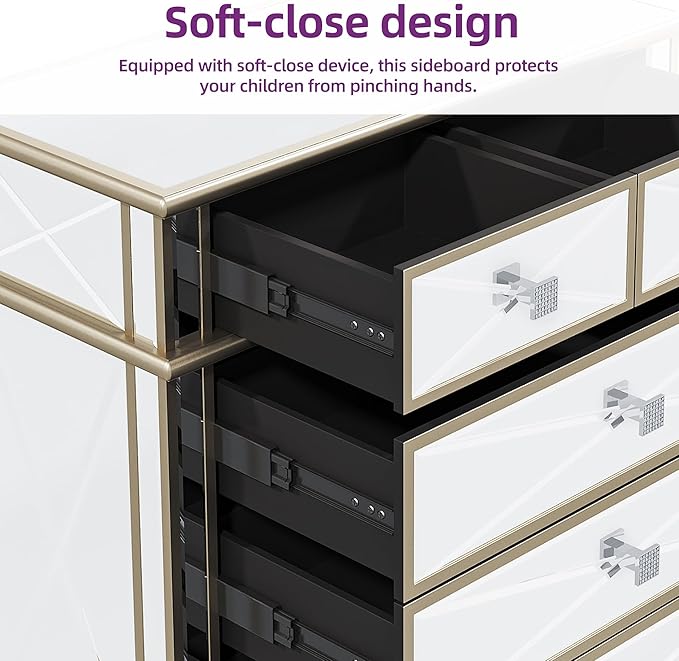 DWVO Gold 5 Drawers Dressers for Bedroom, 35" Accent Chest with Drawers