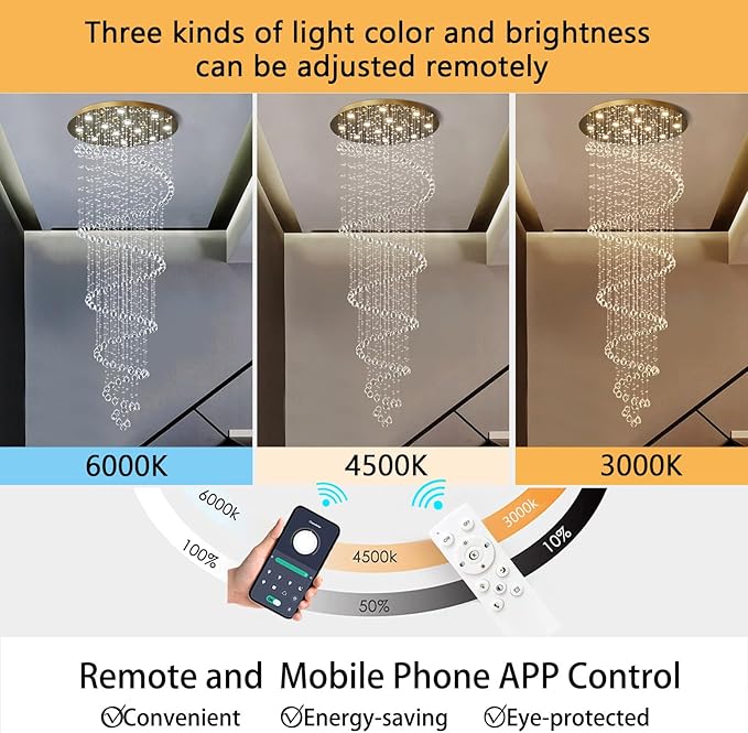 118 Inches Crystal Glam Chandelier Long Light Chandeliers with Dimmable Light Bulbs Gold High Ceiling Pendants Light Fixtures for Foyer Entryway Living Room Stair