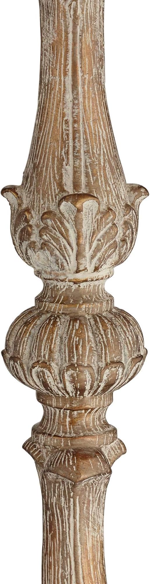 Barnes and Ivy Duval French Vintage Traditional Standing Floor Lamp 63.5" Tall Distressed Crystal Glass Beading Cream Bell Shade Decor for Living Room Reading House Bedroom Home