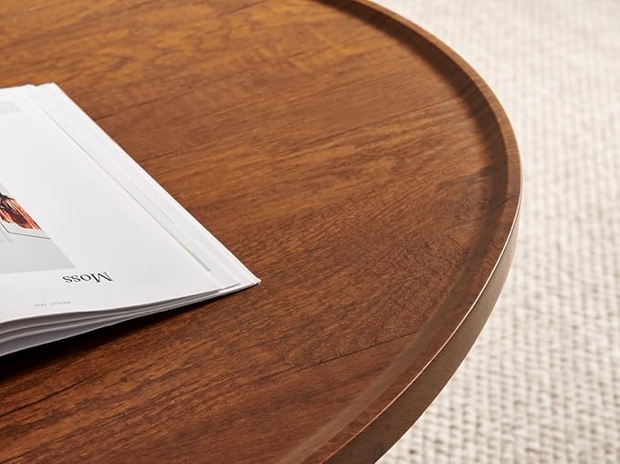 Saint Mossi Modern Coffee Table for Living Room, Mid-Century Oval Wood Coffee Table, Double Layer Center Table for Small Space, D47xW23.6xH15, Espresso